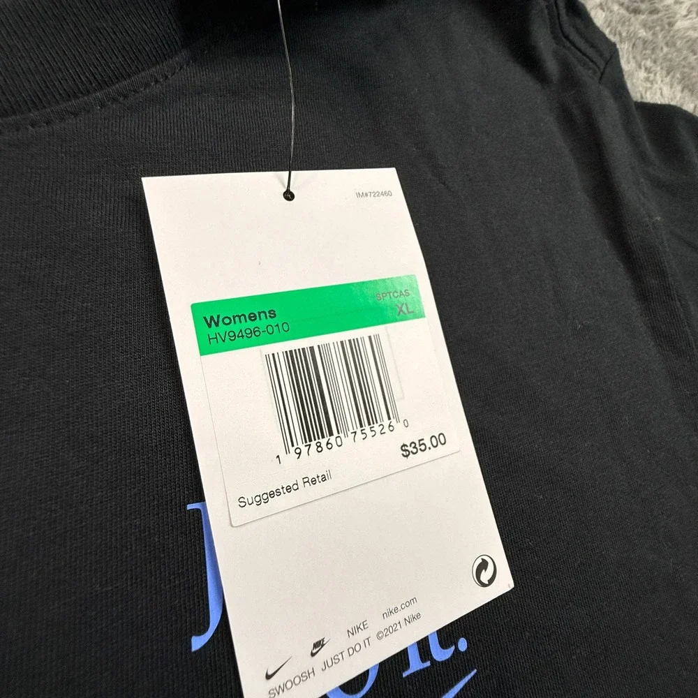 Nike Graphic Tee Women XL Black NWT Winning Quote Short Sleeve HV9496-010